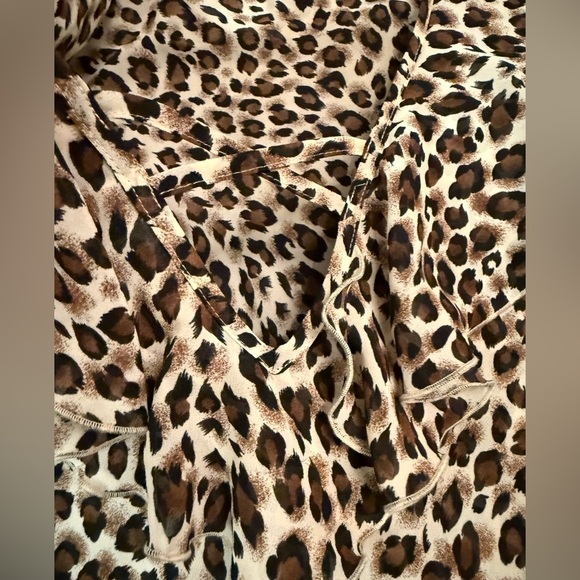 Y2K Victoria’s Secret Leopard Print Bell Sleeve Chiffon Sheer  Dress Size Small - Picture 9 of 10